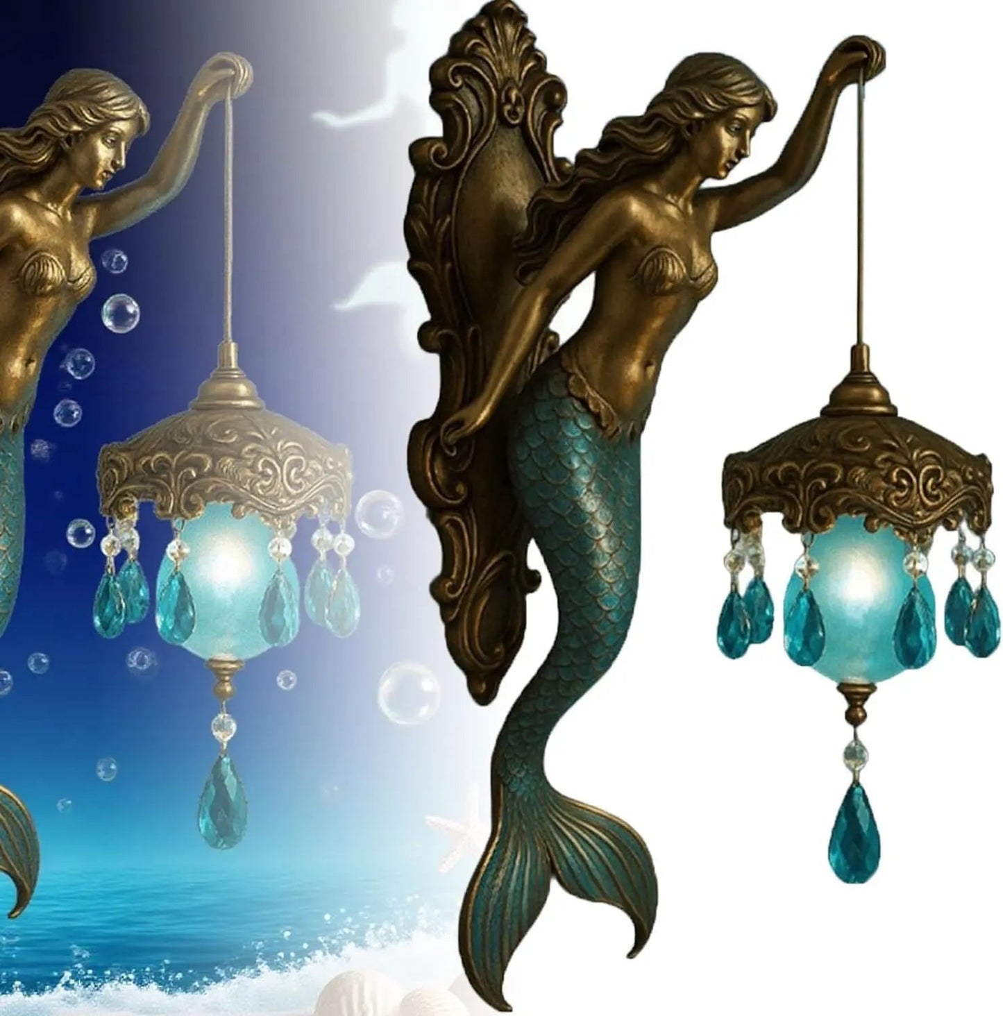Luxurious Coastal Mermaid Wall Lamp