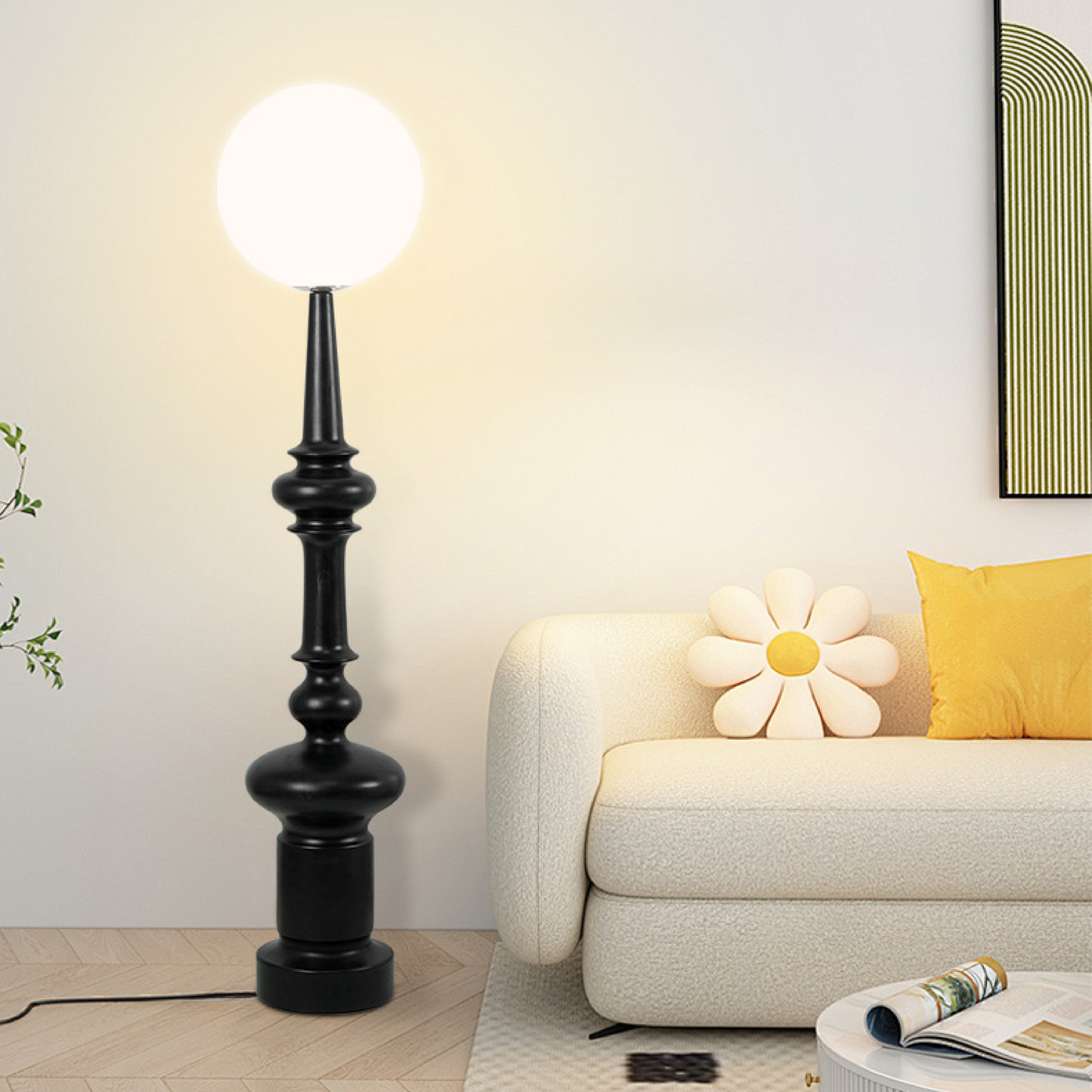 Sleek Black Metal Floor Lamp - Fesara
