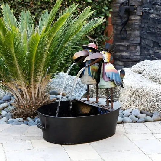 Colorful Bird Water Feature Fountain Outdoor Decor - Fesara