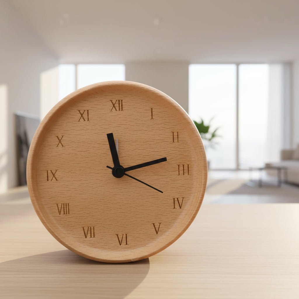 Simple Wooden Silent Desk Clock - Fesara