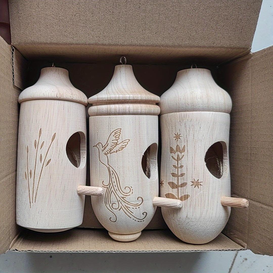 Natural Wood Birdhouse Hanging Bird Nest Set