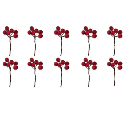 Artificial Red Christmas Berry Decorative Picks - Fesara