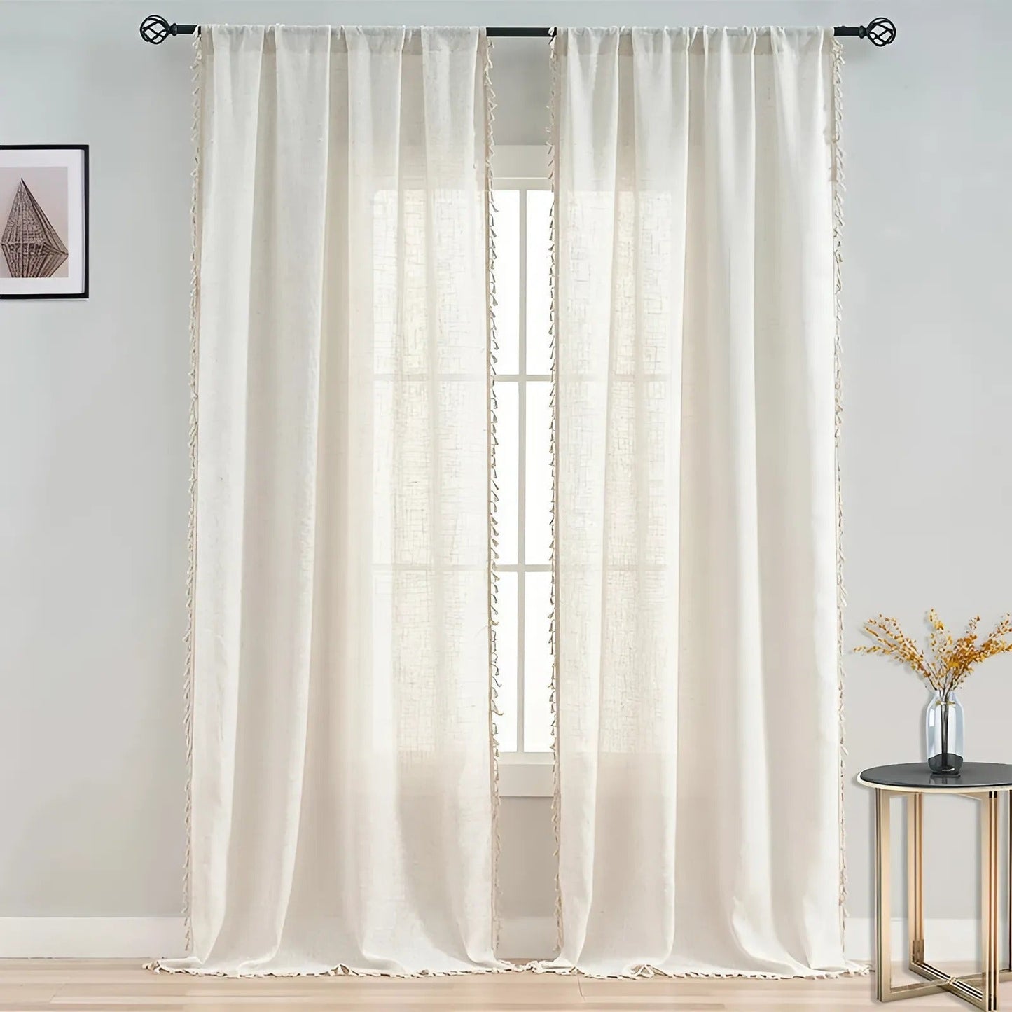 Rustic Textured Semi Sheer Curtains - Fesara