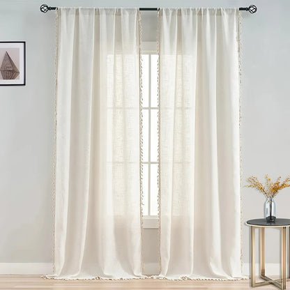 Rustic Textured Semi Sheer Curtains - Fesara