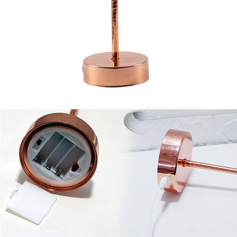 Unique Feather Table Lamp with Rose Gold Base