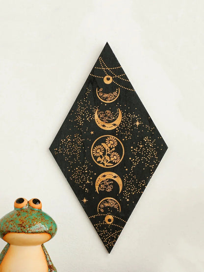 Boho Chic Wooden Wall Art Moon Phase Decor - Fesara