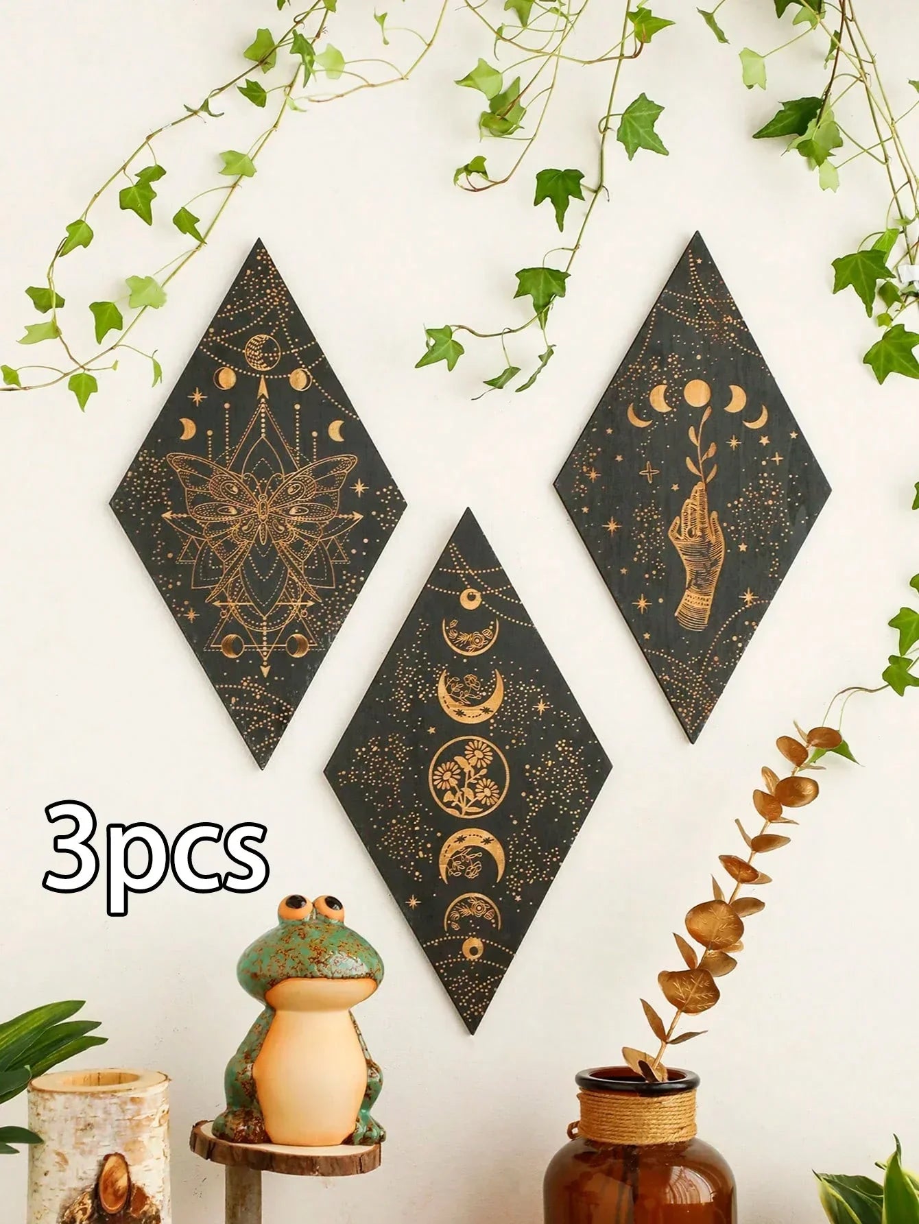 Boho Chic Wooden Wall Art Moon Phase Decor