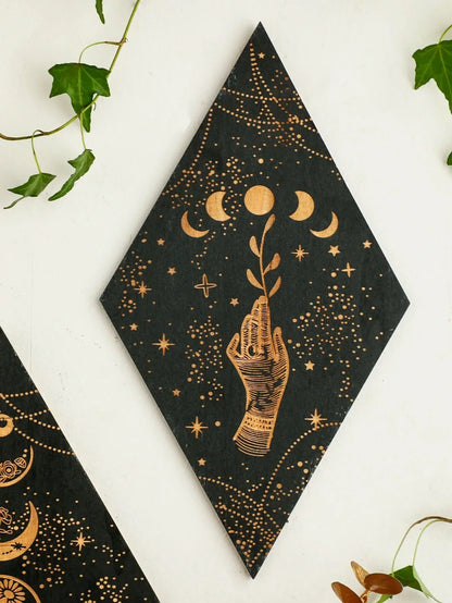 Boho Chic Wooden Wall Art Moon Phase Decor