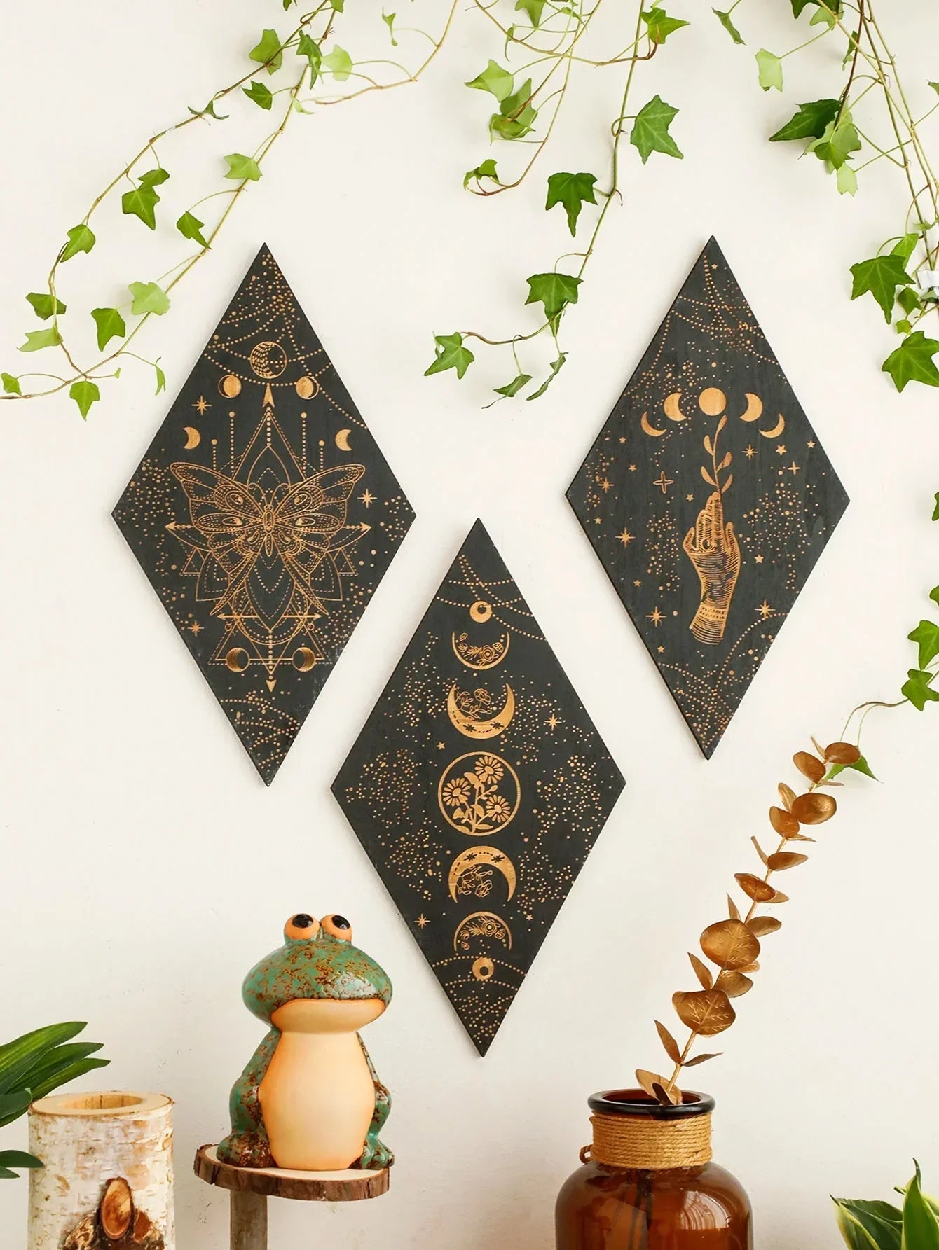 Boho Chic Wooden Wall Art Moon Phase Decor