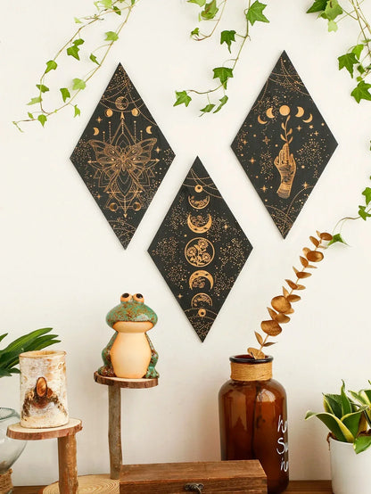 Boho Chic Wooden Wall Art Moon Phase Decor