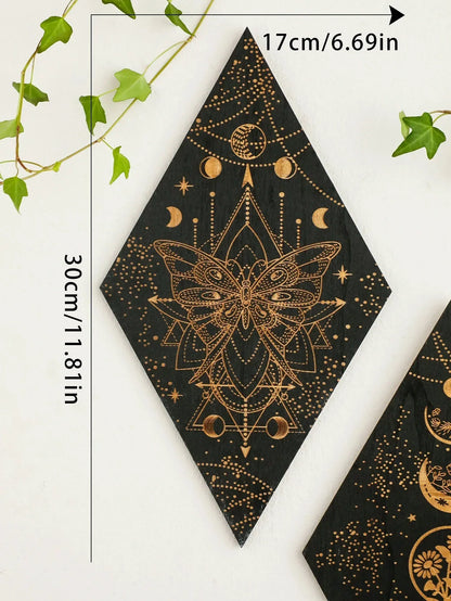 Boho Chic Wooden Wall Art Moon Phase Decor