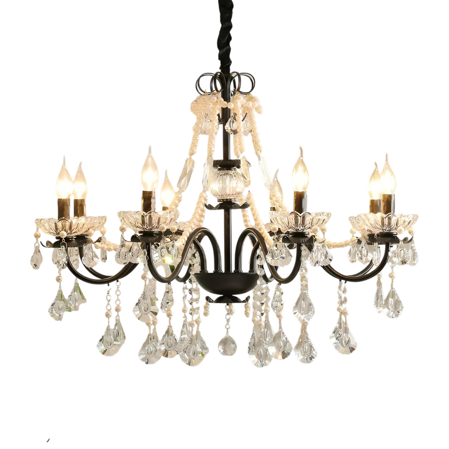 Elegant Black Crystal Pendant Chandelier - Fesara