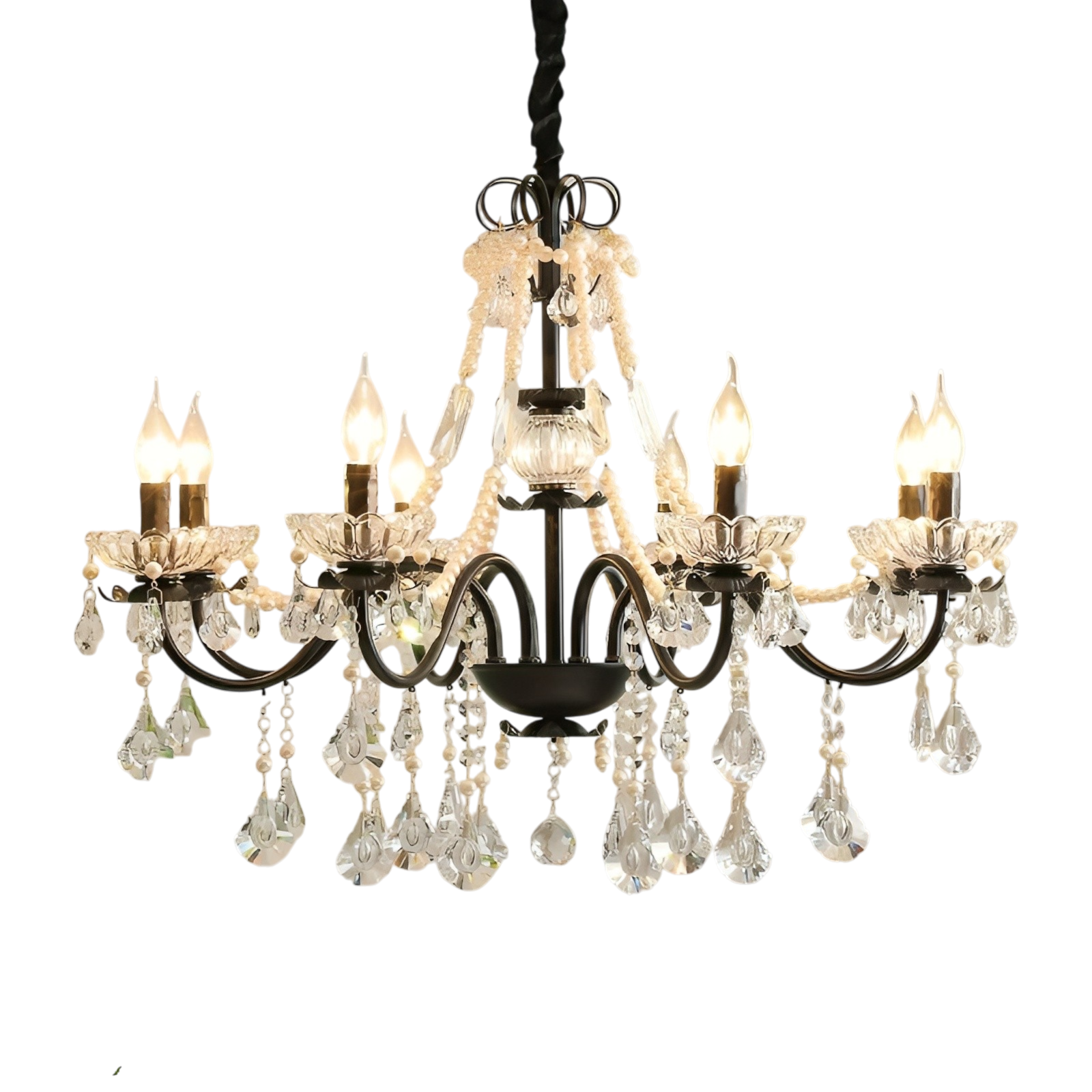 Elegant Black Crystal Pendant Chandelier - Fesara