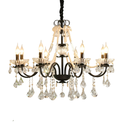 Elegant Black Crystal Pendant Chandelier - Fesara
