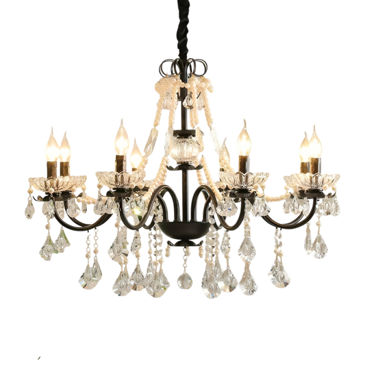 Elegant Black Crystal Pendant Chandelier - Fesara