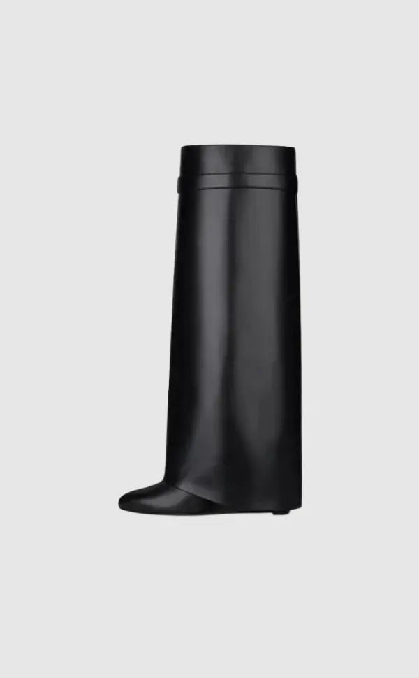 Black Vegan Leather Women's Boots with Hidden Wedge – Elegant Slip-On Fashion Footwear 1