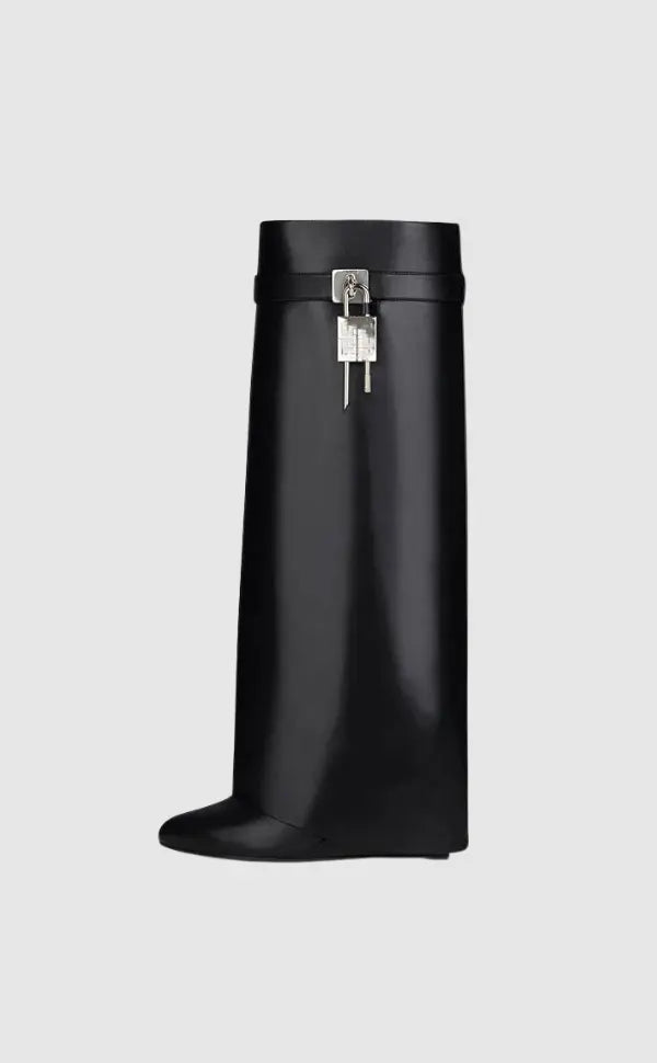 Black Vegan Leather Women's Boots with Hidden Wedge – Elegant Slip-On Fashion Footwear 2