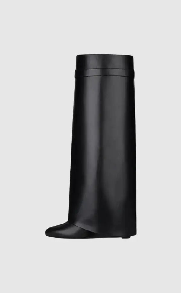 Black Vegan Leather Women's Boots with Hidden Wedge – Elegant Slip-On Fashion Footwear 3