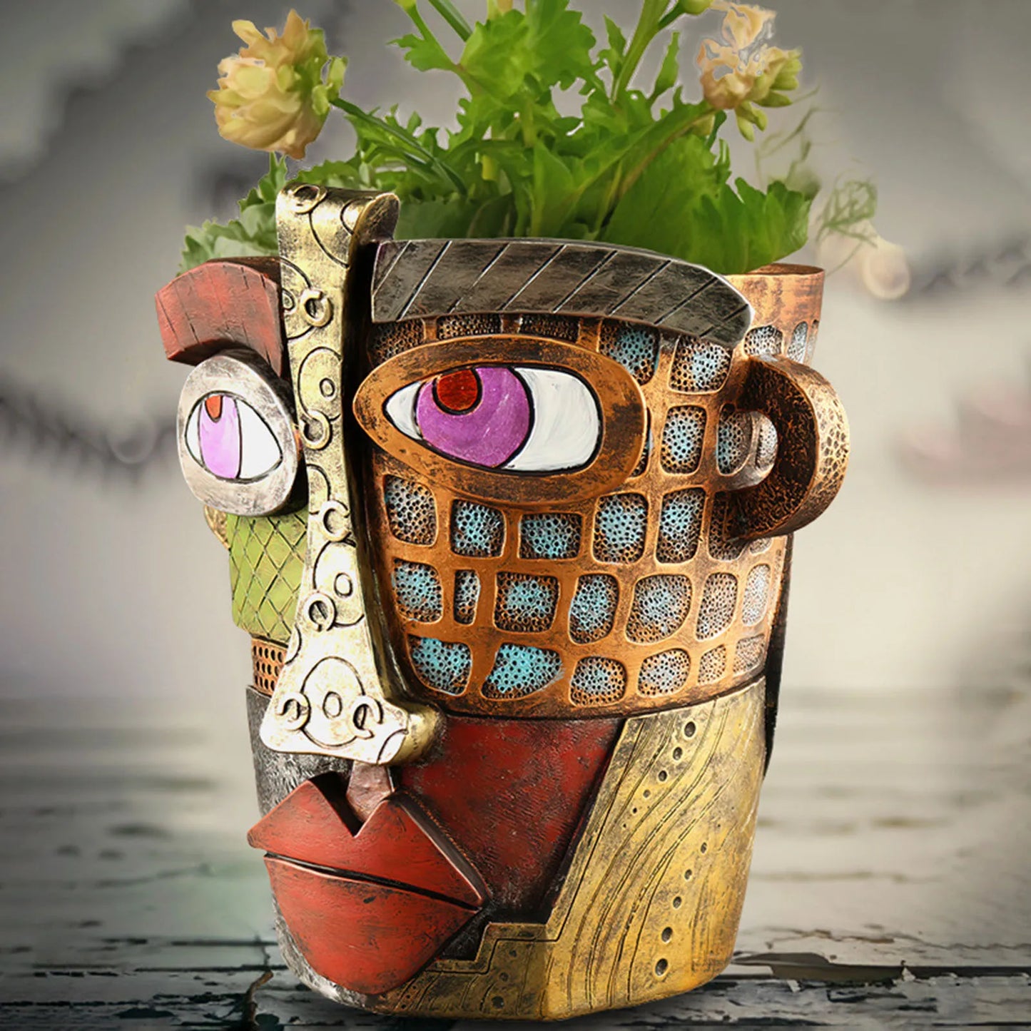 Colorful Ceramic Floral Planter Ornaments