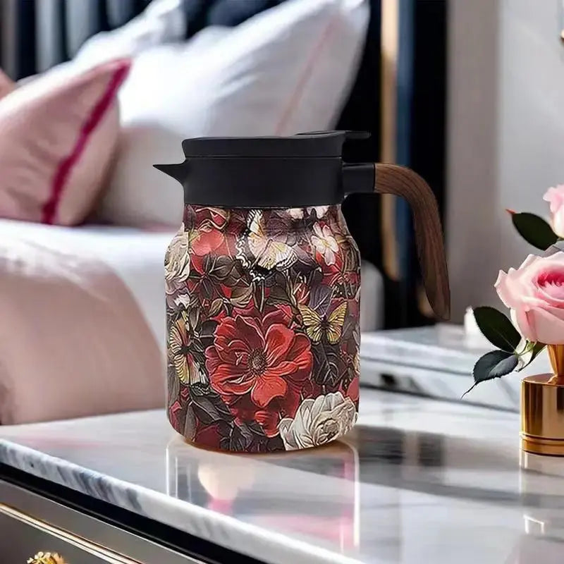 Classic Floral Tea Infuser Teapot - 1000ml Stainless Steel