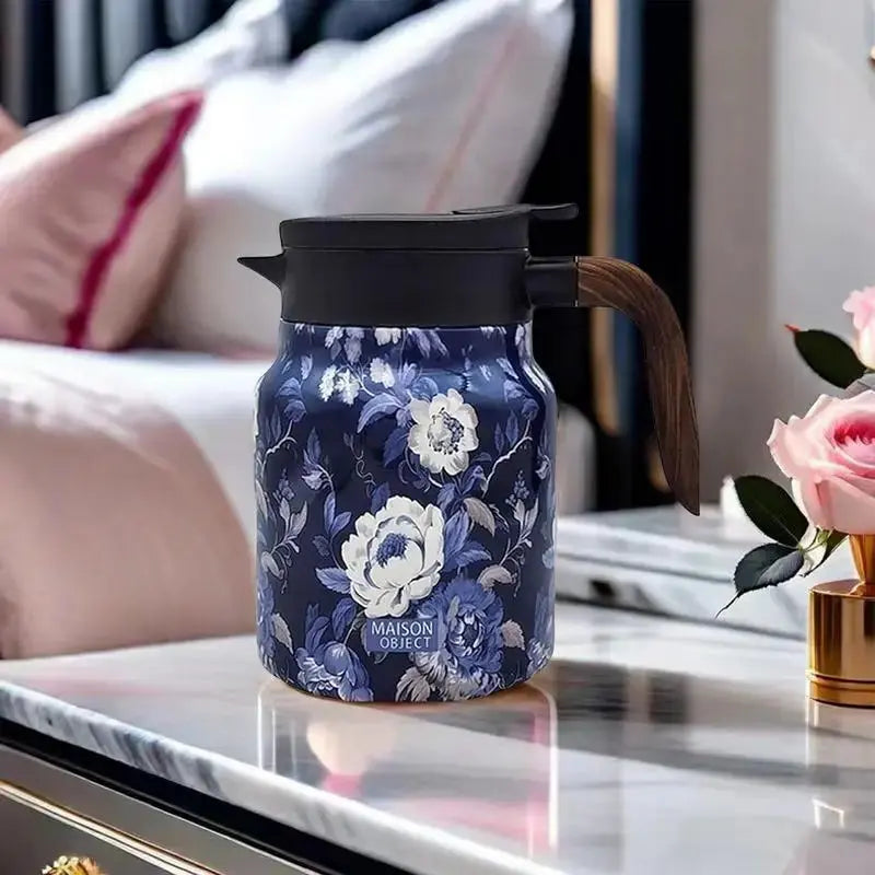 Classic Floral Tea Infuser Teapot - 1000ml Stainless Steel