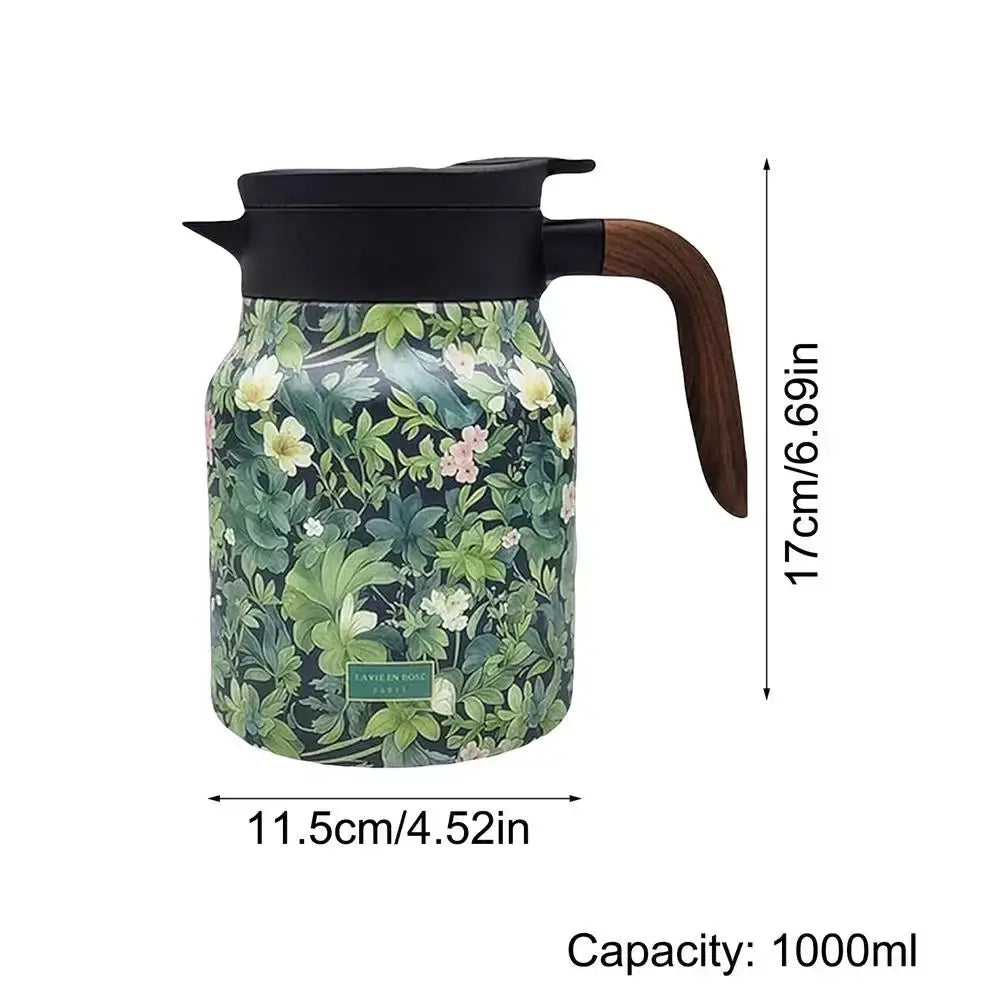 Classic Floral Tea Infuser Teapot - 1000ml Stainless Steel