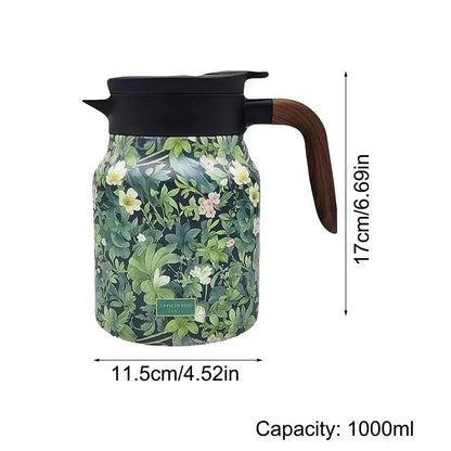 Classic Floral Tea Infuser Teapot - 1000ml Stainless Steel