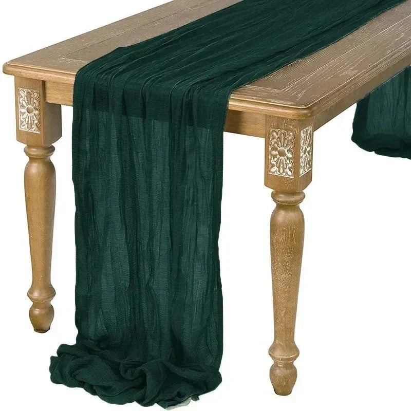 BlushGauze | Elegant Pleated Cotton Cheesecloth Table Runner Set of 10 13