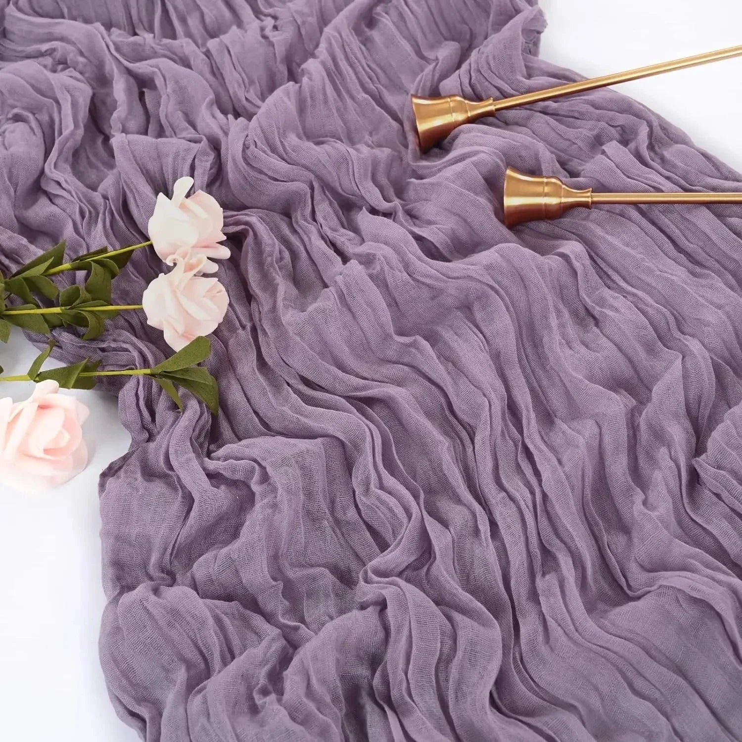 BlushGauze | Elegant Pleated Cotton Cheesecloth Table Runner Set of 10 17