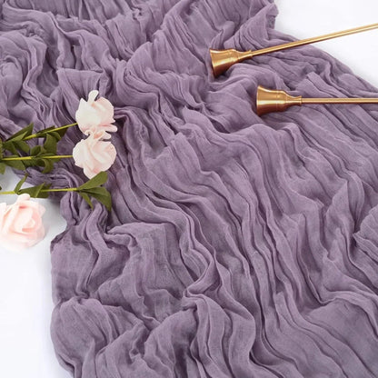 BlushGauze | Elegant Pleated Cotton Cheesecloth Table Runner Set of 10 17