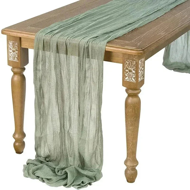 BlushGauze | Elegant Pleated Cotton Cheesecloth Table Runner Set of 10 21