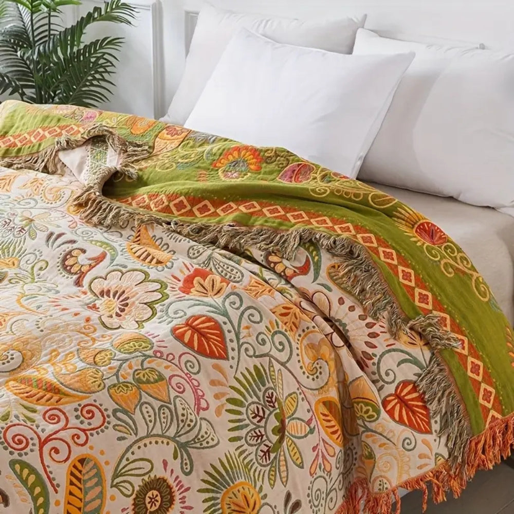 Colorful Double Sided Floral Throw Blanket