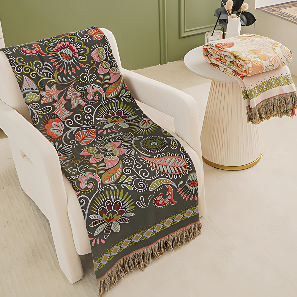Colorful Double Sided Floral Throw Blanket