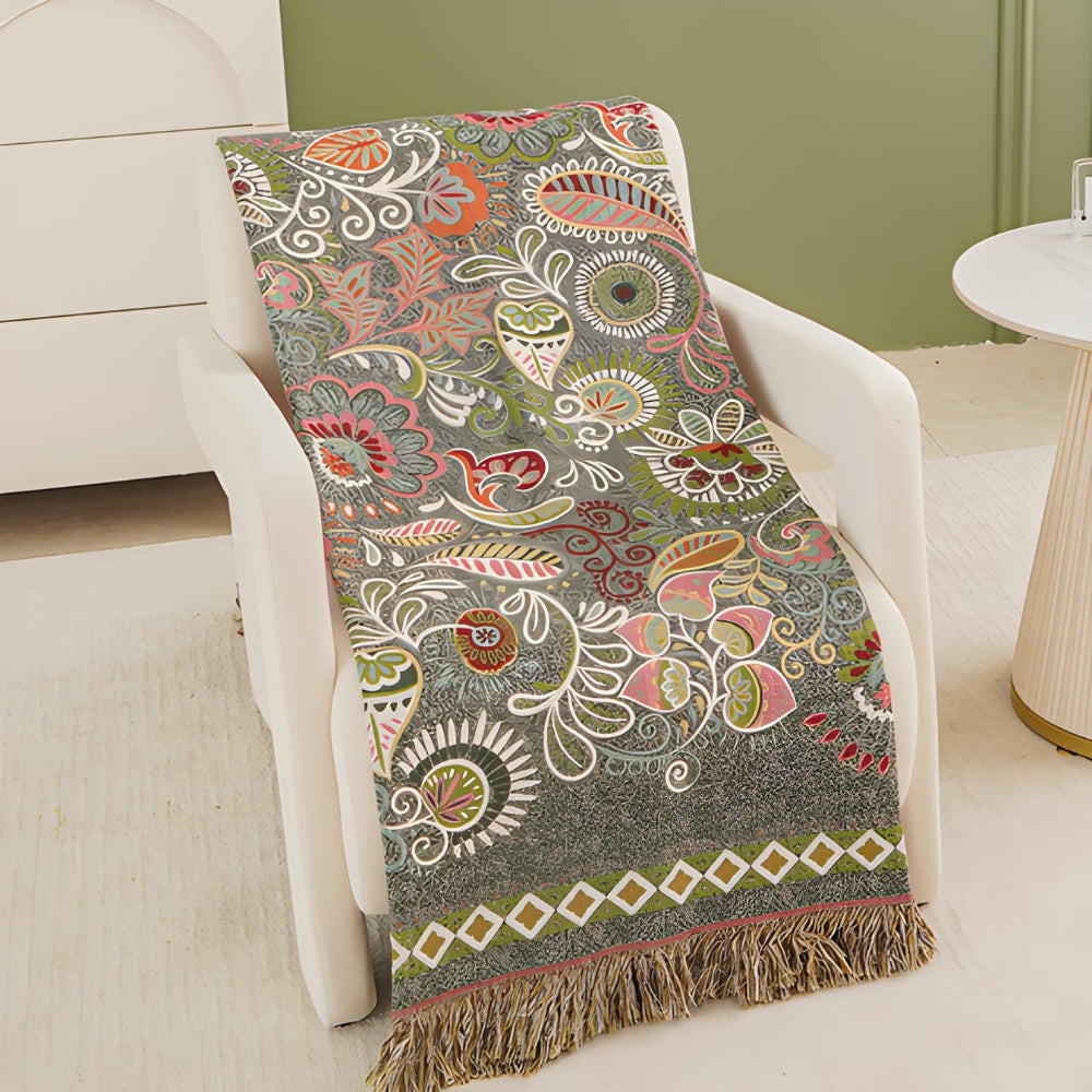 Colorful Double Sided Floral Throw Blanket