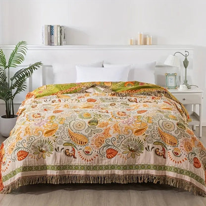 Colorful Double Sided Floral Throw Blanket - Fesara
