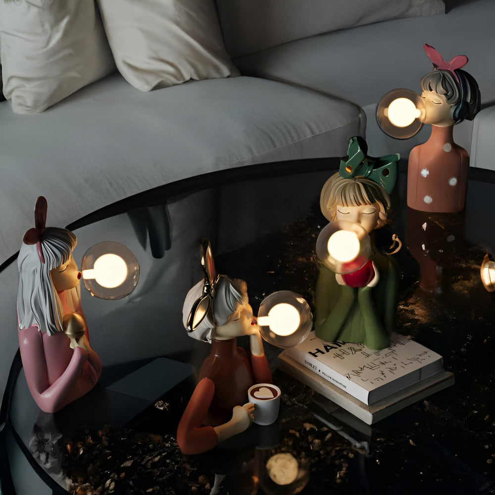 Colorful Girls Table Lamp with Cute Figurine Design