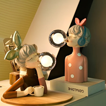 Colorful Girls Table Lamp with Cute Figurine Design