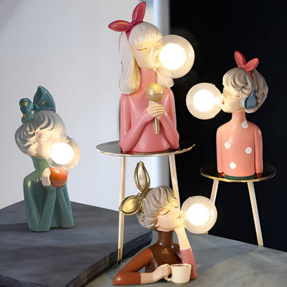 Colorful Girls Table Lamp with Cute Figurine Design