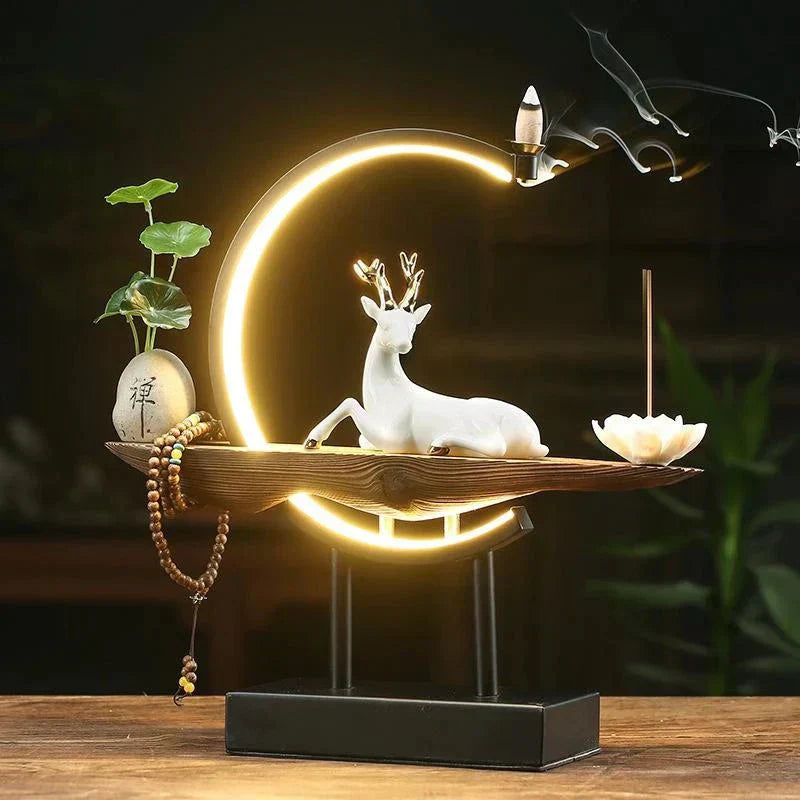 Serene Deer Tabletop Incense Lamp