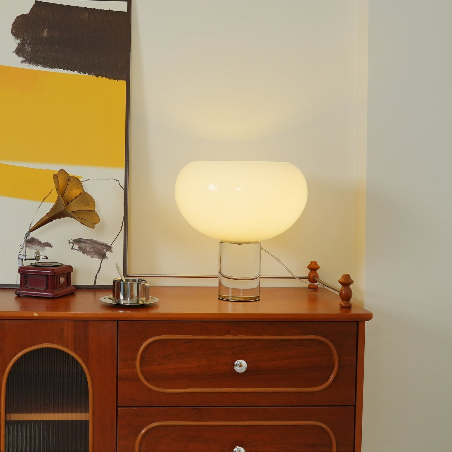 Stylish Table Lamp with Round Glass Shade