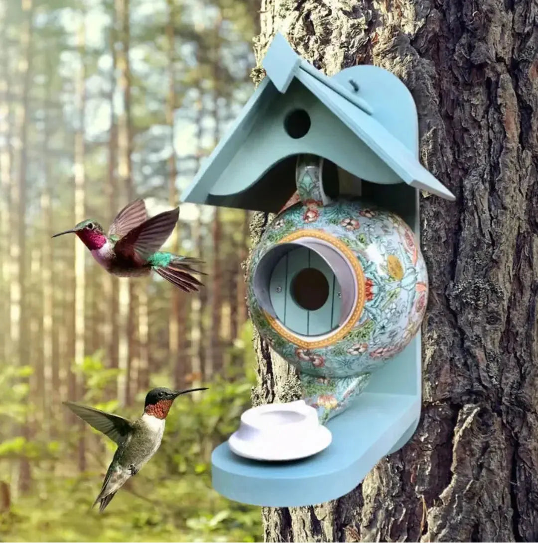 Vibrant Garden Bird Teapot House - Fesara