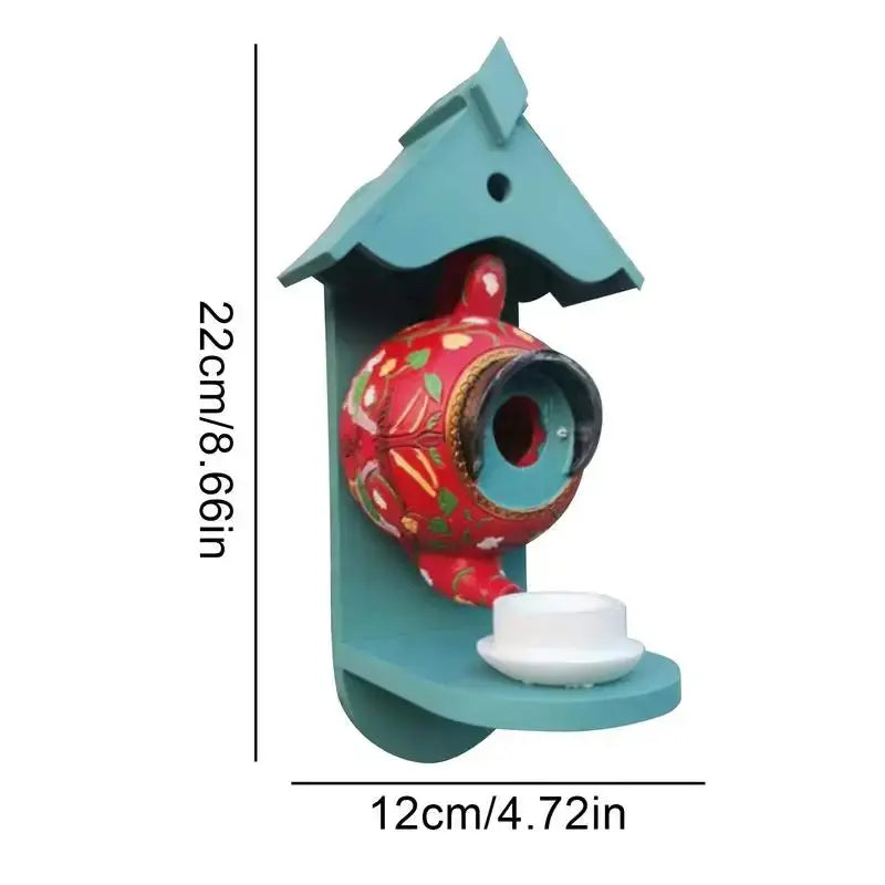 Vibrant Garden Bird Teapot House