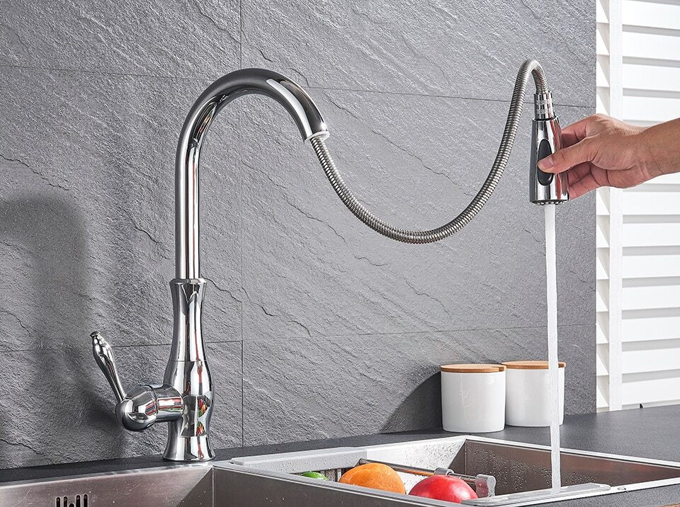 Stainless Steel 360° Rotating Kitchen Faucet with Long Reach Spray