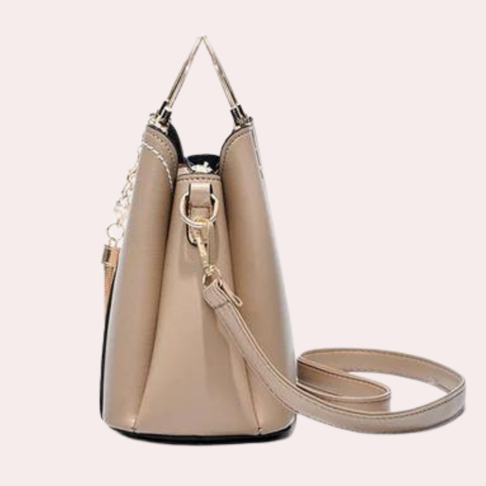 Luxury Leather Tote Handbag with Pockets