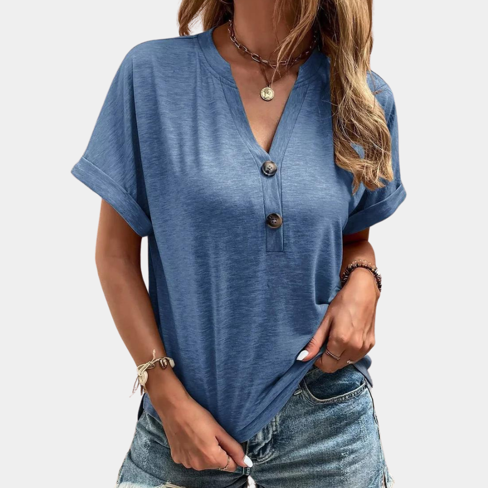Women's Summer Top Gray Size M Cotton Blend-5