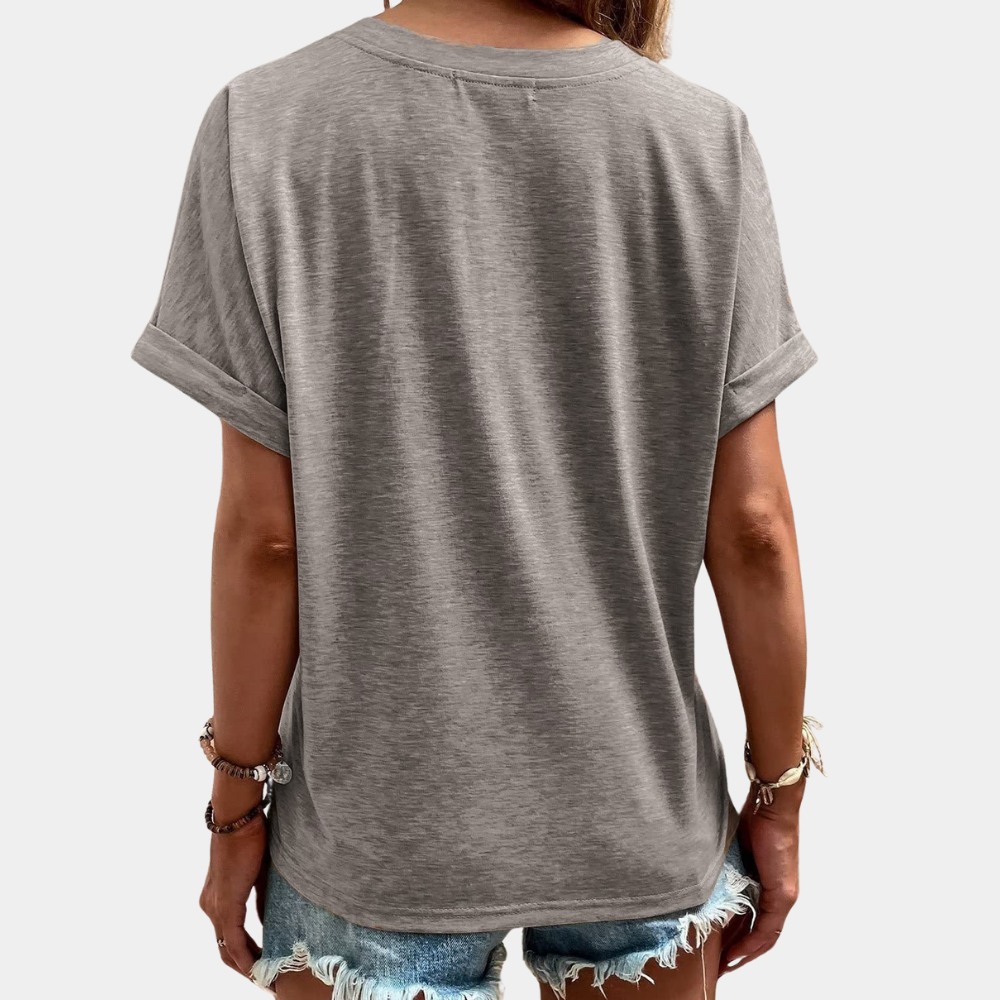Women's Summer Top Gray Size M Cotton Blend-4