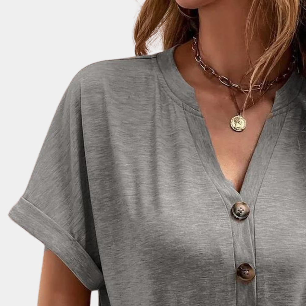 Women's Summer Top Gray Size M Cotton Blend-3