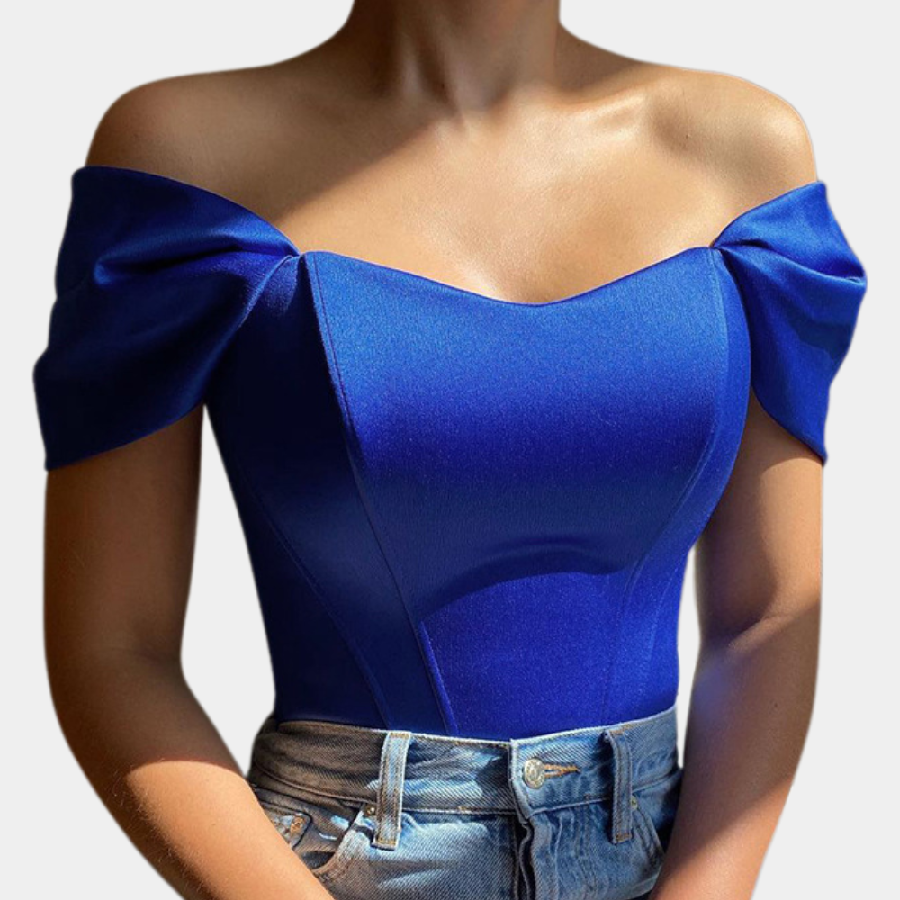 Women's Off-Shoulder Top Purple Size M Cotton Blend-3