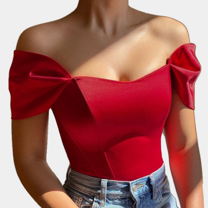 Women's Off-Shoulder Top Purple Size M Cotton Blend-4
