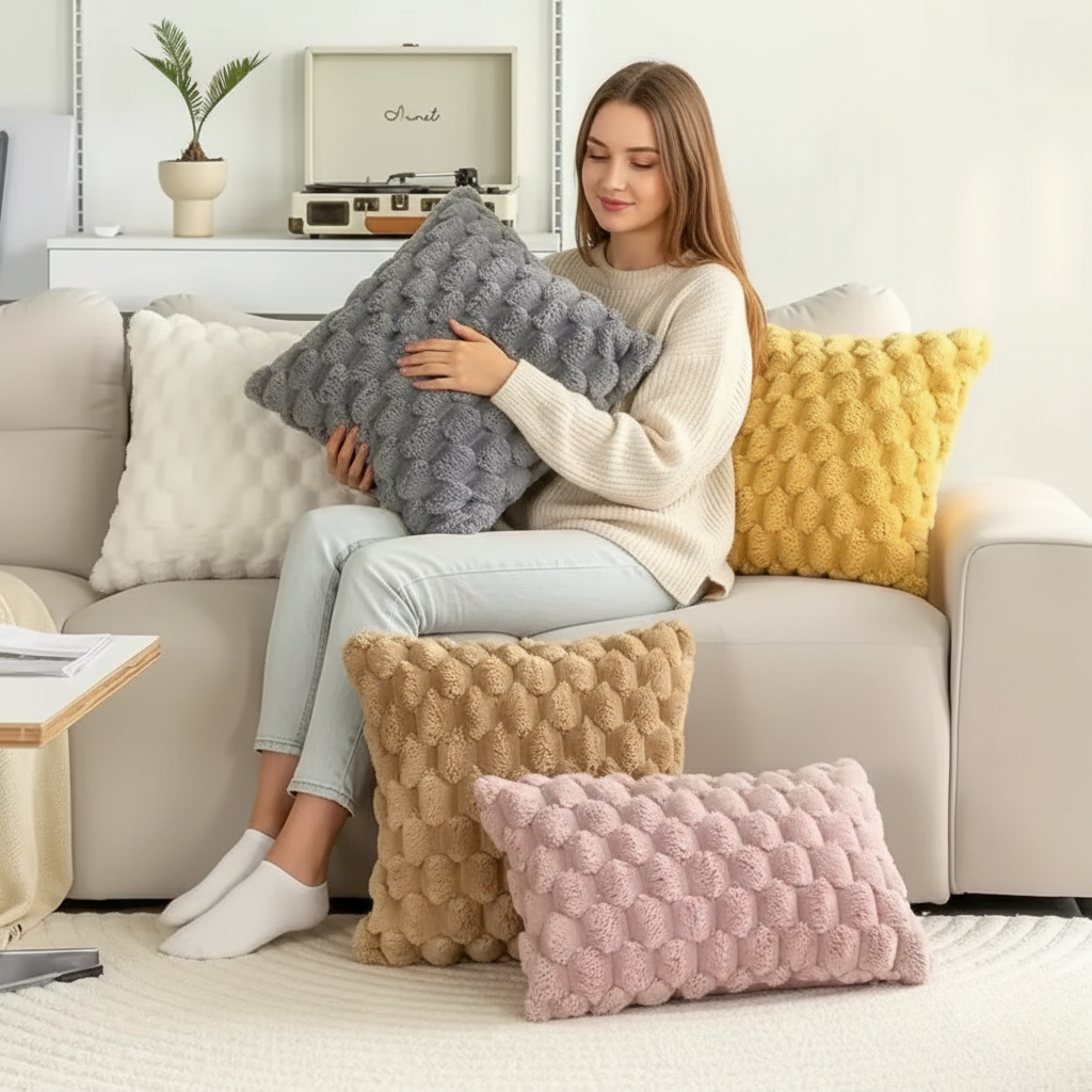 Soft Plush Cotton Cushion Cover - Fesara